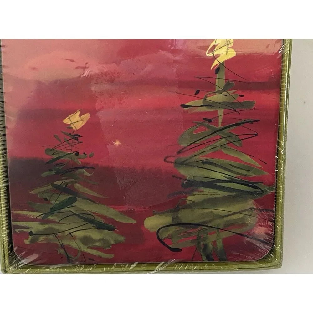 Rock Flower Paper 4 Coasters Abstract Cool Contemporary Christmas Tree 4